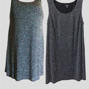 Roz & Ali Metallic Sparkle Tank Midi Dress in Silver-Black